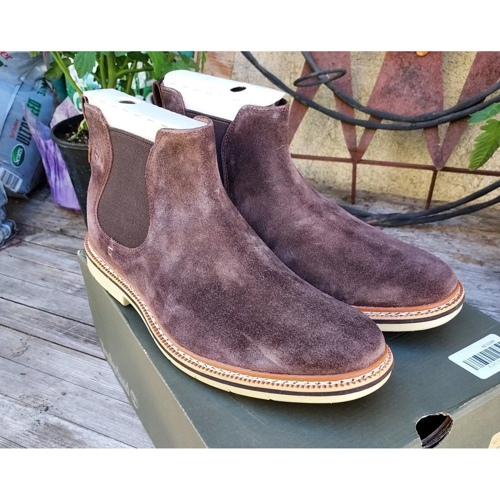 Timberland Boots Men's Size 10 Naples‎ Trail Chelsea Brown Suede Boots $130.00